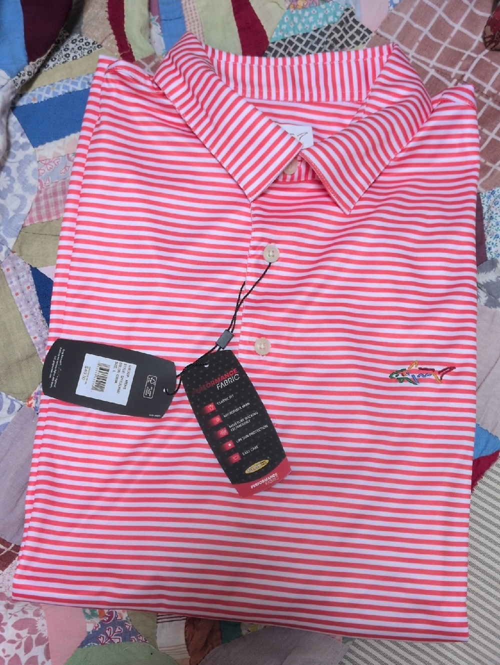 Greg Norman NWT Performance Striped Polo Shirt